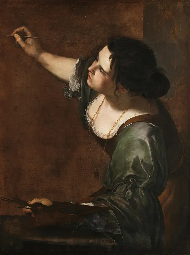 autoritratto-di-artemisia-gentileschi-la-cui-composizione-è-originale-per-la-posizione-del-corpo-reclinata-in-avanti-che-per-l-assenza-del-quadro-che-sta-dipingendo